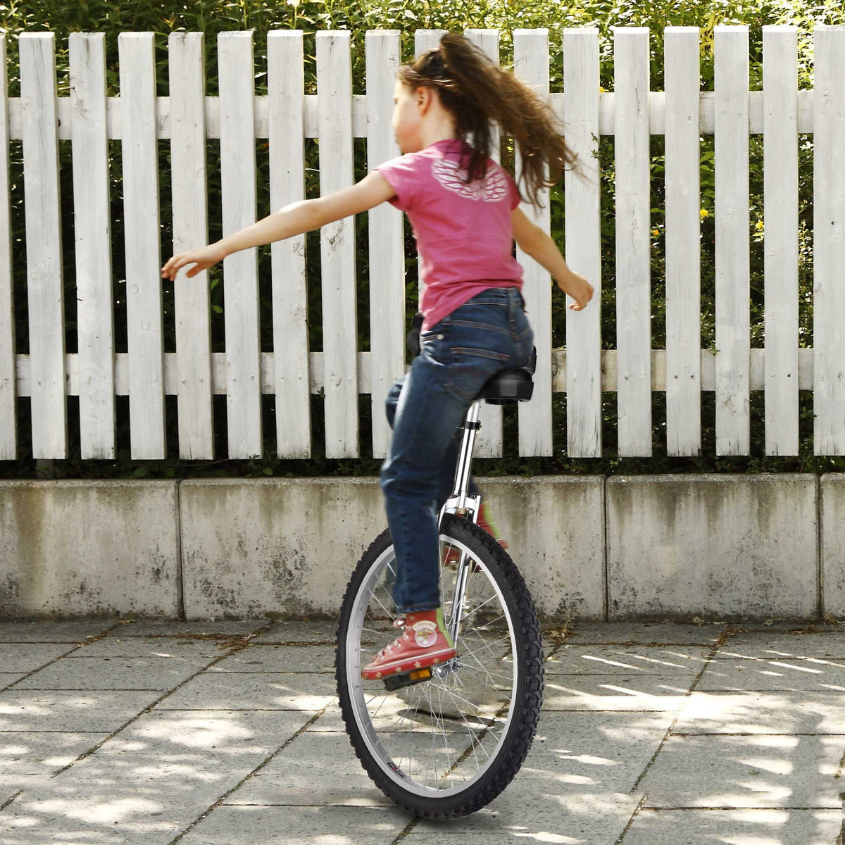 24 In Wheel Outdoor Unicycle Adjustable Seat Anti-Skid Pedal Red O680011