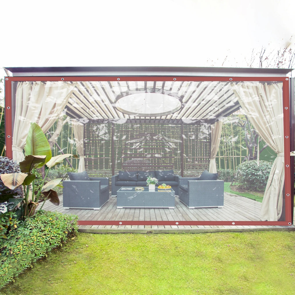 Brown Waterproof PVC Tarpaulin Canopy 8'*8' T49543