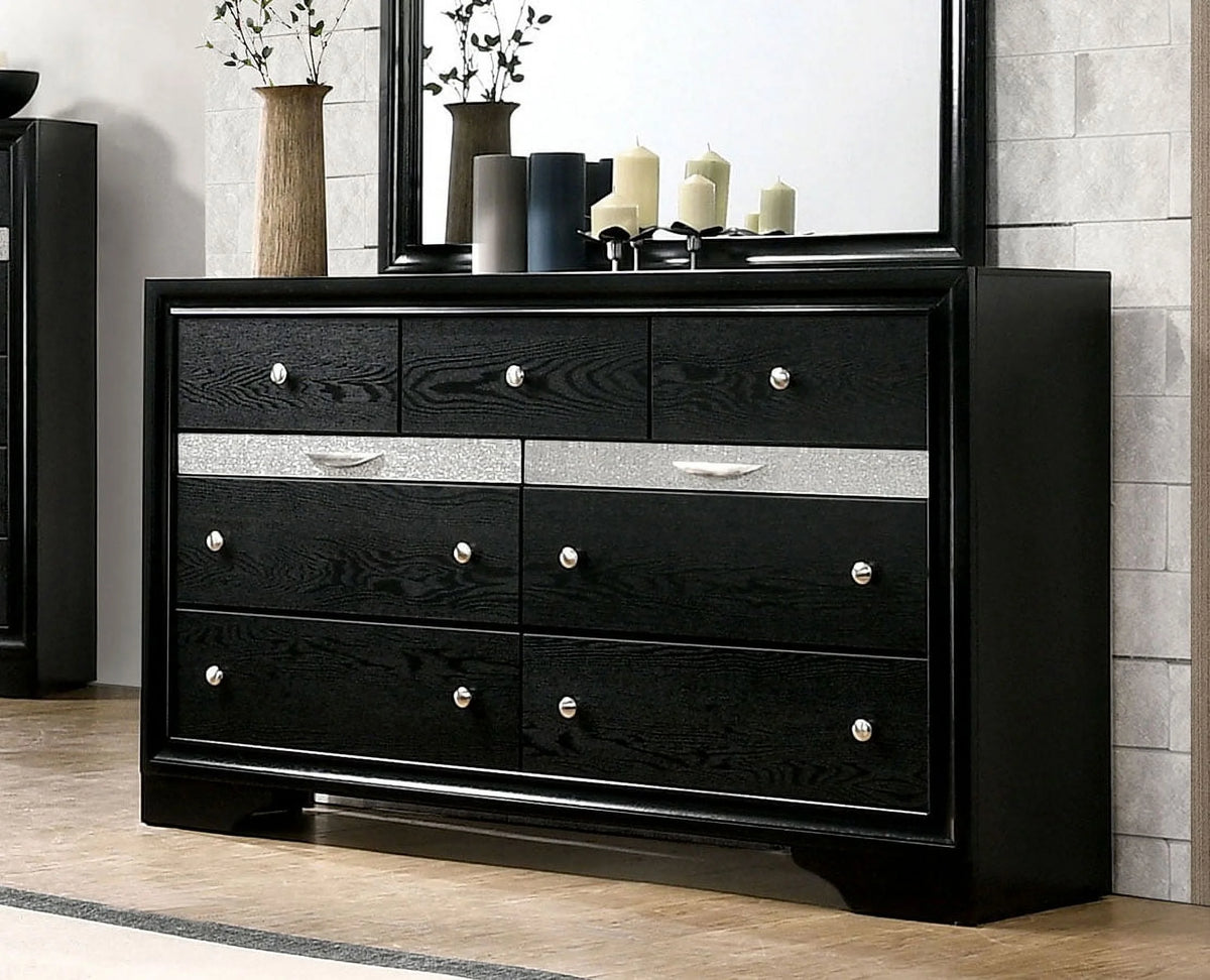 Black Queen Size 4pc Bedroom Set Solid Wood A60343