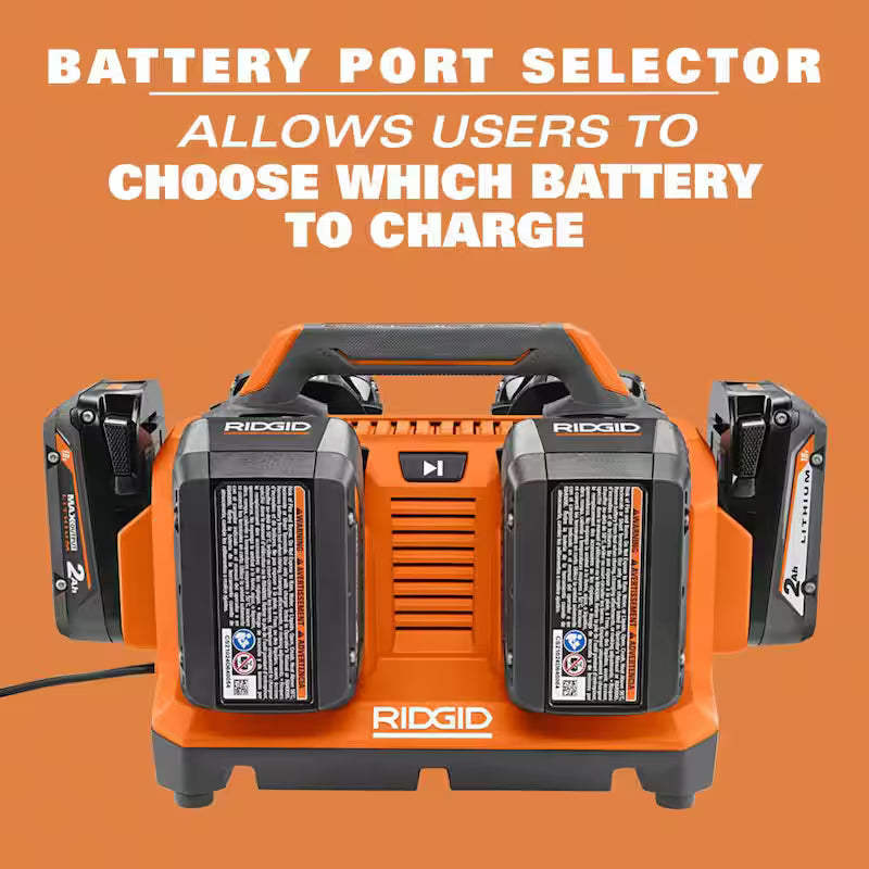 18V 6-Port Sequential Charger with 4.0 Ah Lithium-Ion Battery 2-Pack K41715