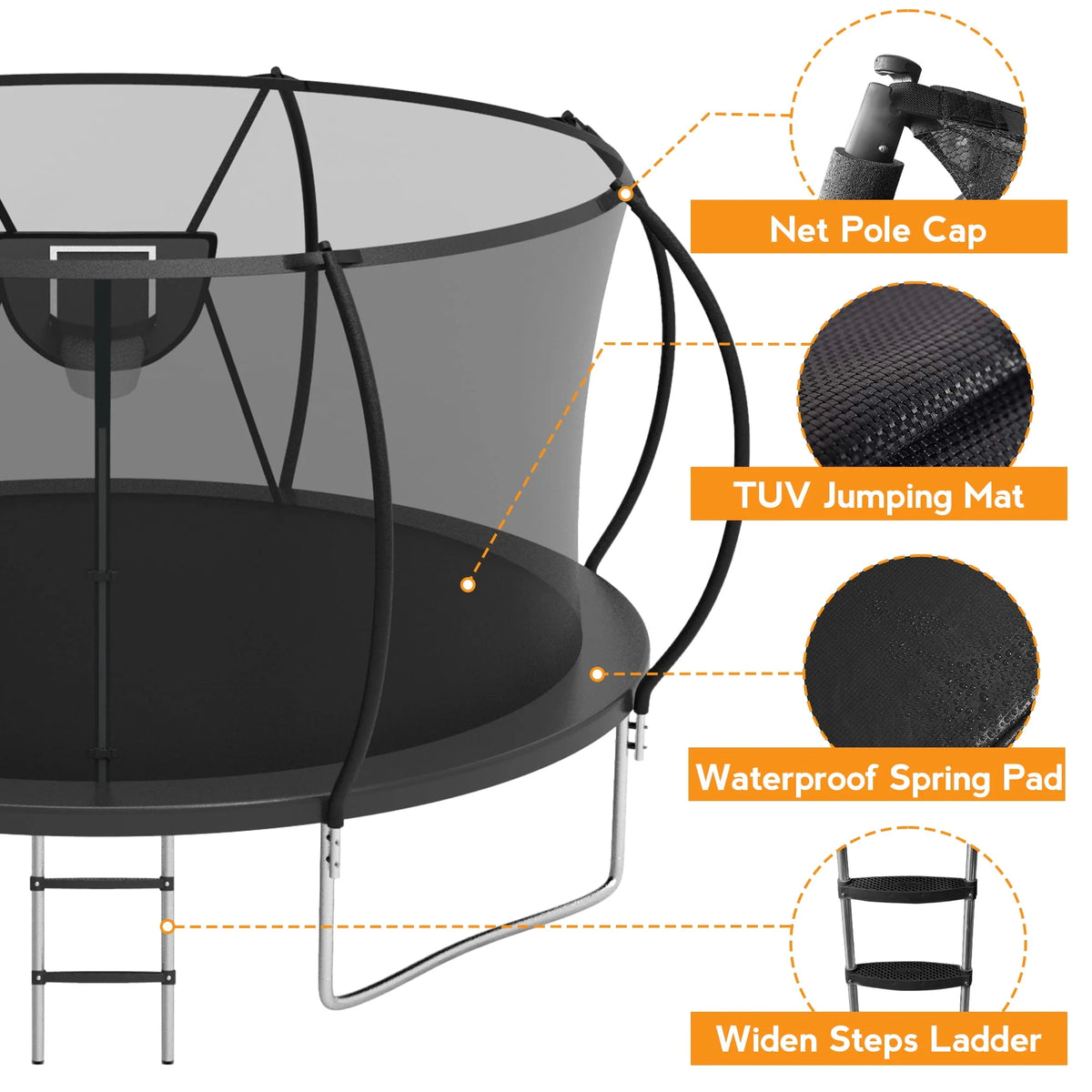 10FT Trampoline with Basketball Hoop & Light H3647