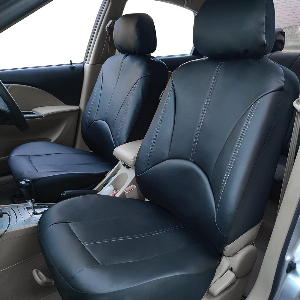 Black Full Set Faux Leather Car Seat Covers C25686