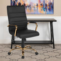 Black LeatherSoft Executive Swivel Office Chair with Chrome Base and Arms G99364