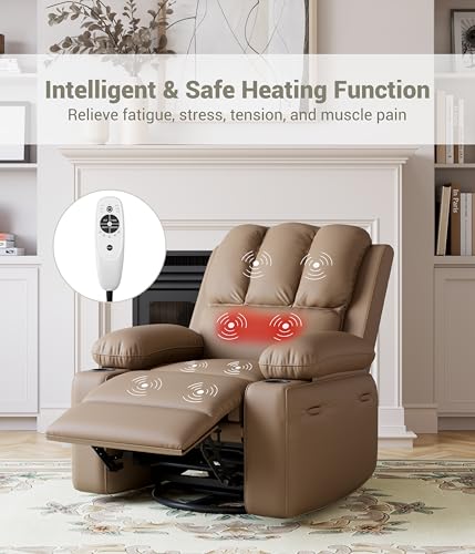 Oversized Grey Recliner Chair with Heat and Massage C16154