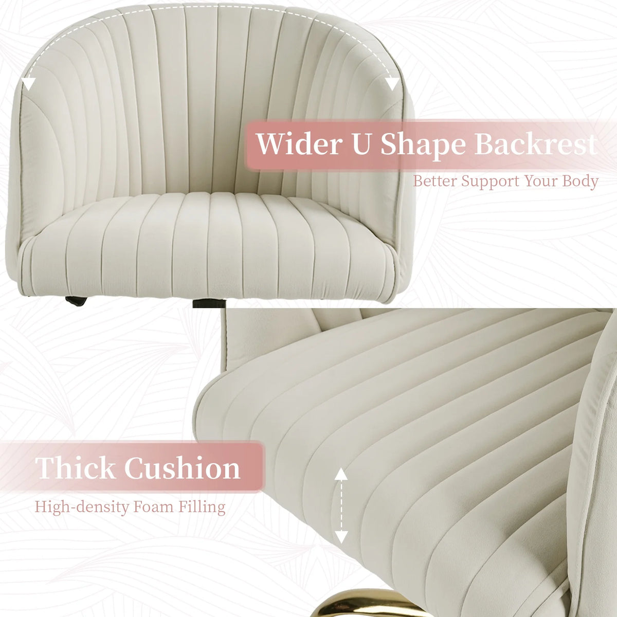 Velvet Swivel Office Chair with Wheels L487