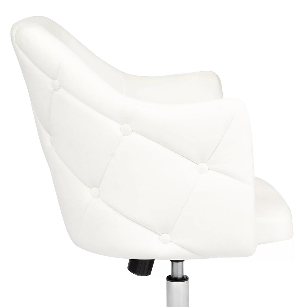 White Velvet Tufted Swivel Vanity Chair K70631