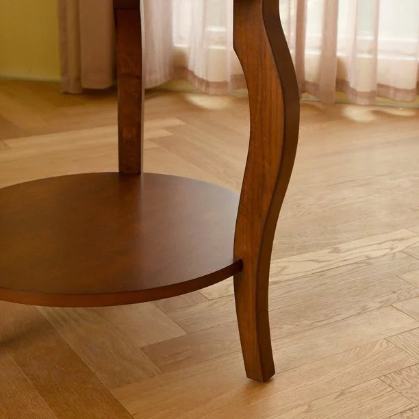 Brown Round End Table with Drawer Storage K450104