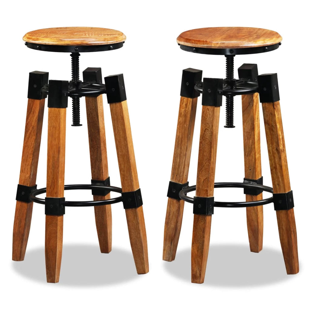 Solid Mango Wood Bar Stools 2 pcs J141