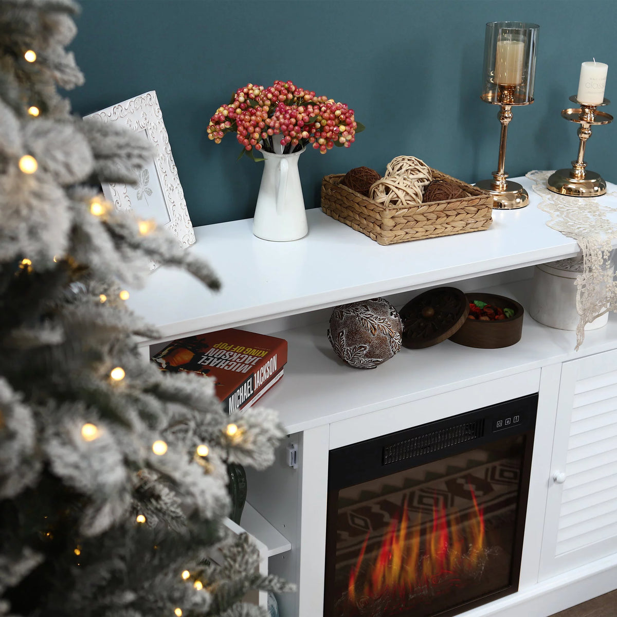 White Electric Fireplace TV Stand Z282517