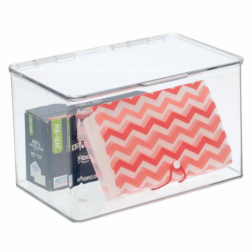 Clear Plastic Desk Organizer Bin Box, 8 Pack M765