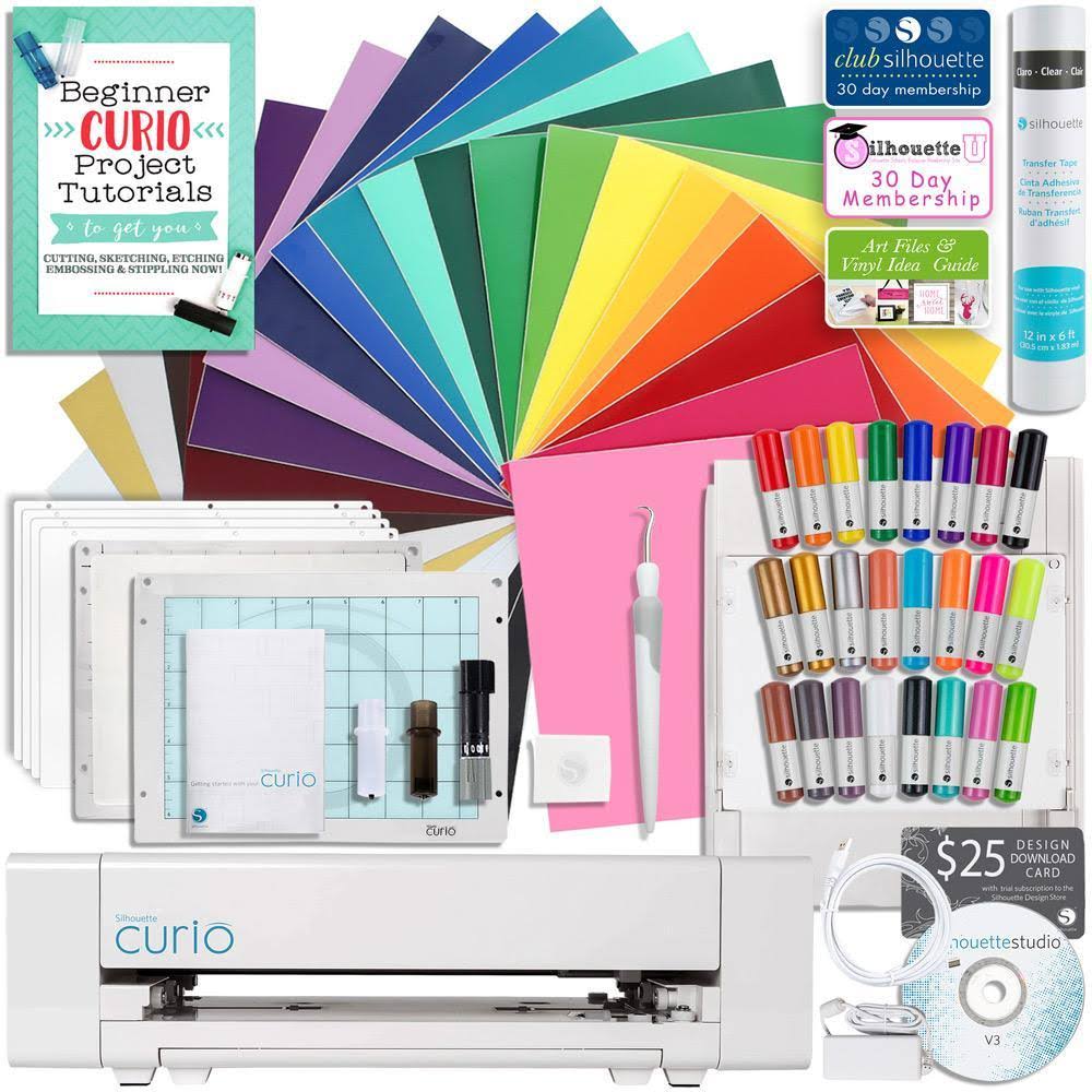Silhouette Curio Starter Bundle with 24 Oracal 651 Sheets and Accessories I206
