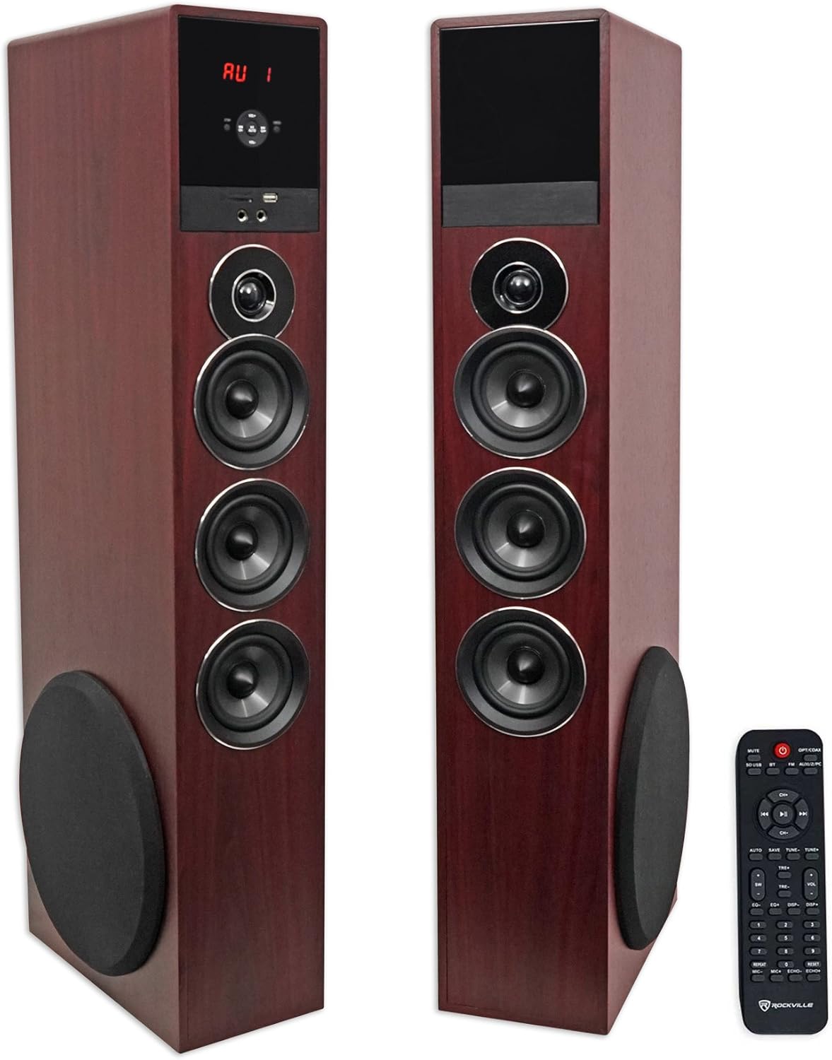 Black Home Theater Tower Speakers with 8" Sub N576276