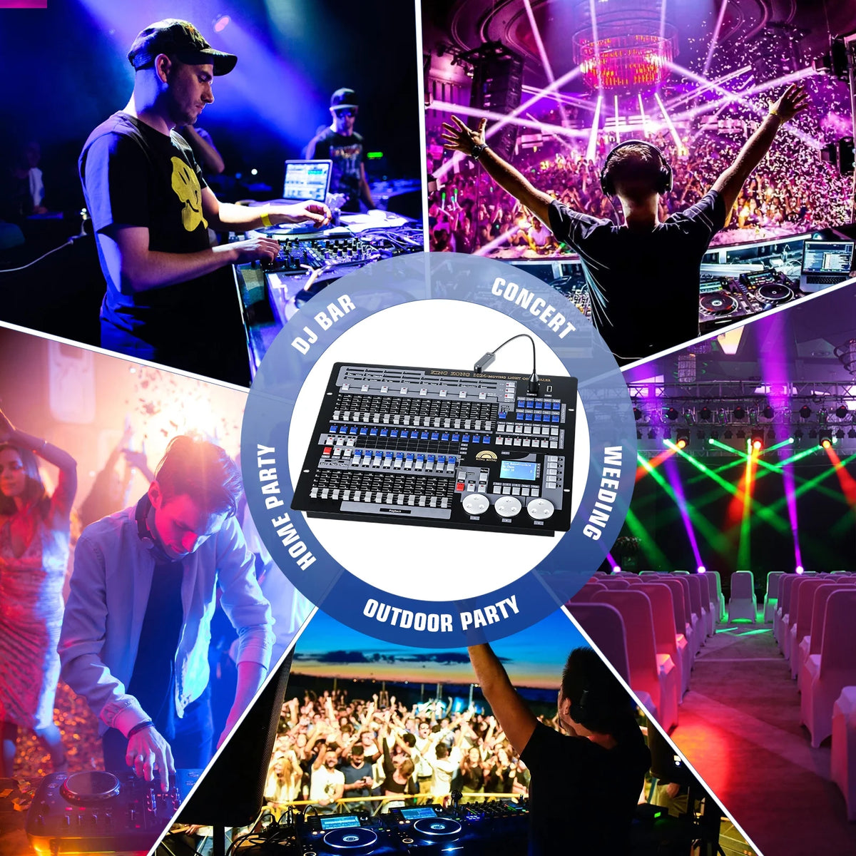 DJ Lighting Controller with Flightcase, Grand Console DMX and MIDI Operator 1024 Channel I610