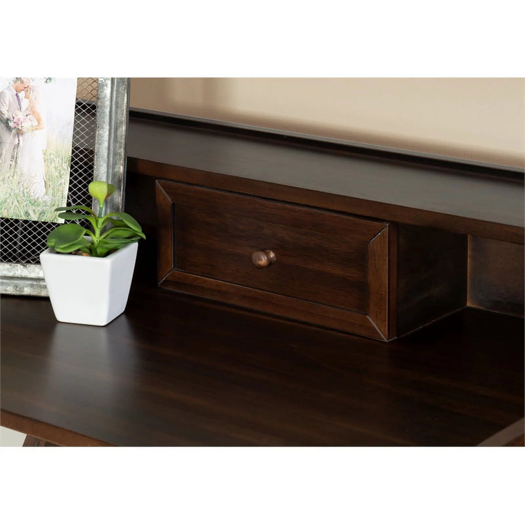 Wood Folding Desk in Antique Walnut Brown D7271