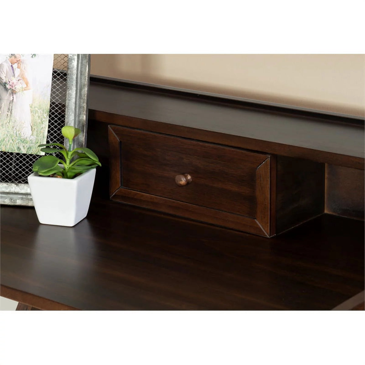 Wood Folding Desk in Antique Walnut Brown D7271