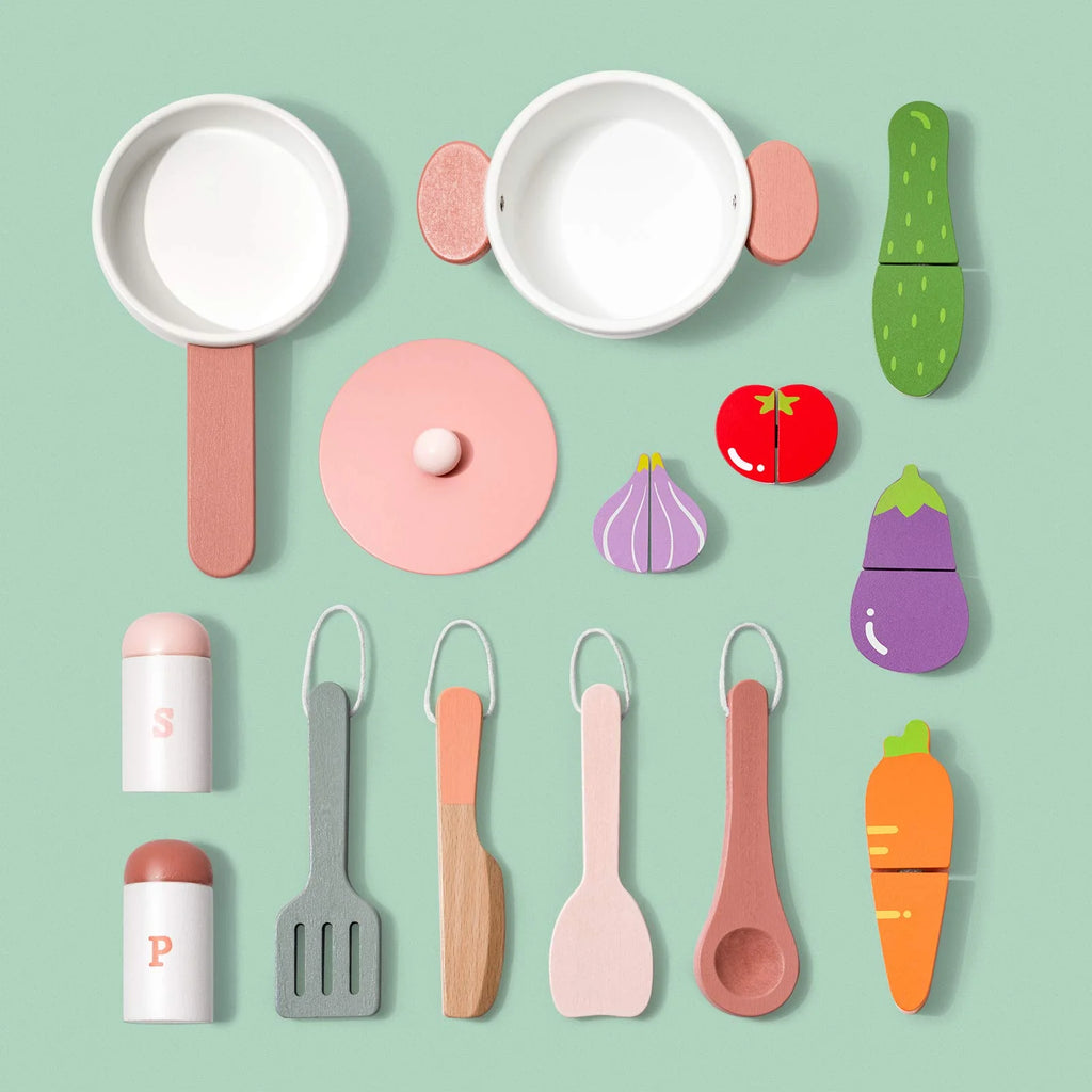 Green Wooden Pretend Play Kitchen Set J52284