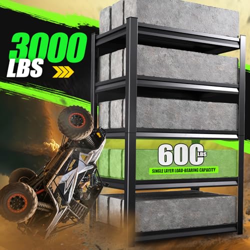72”H Black 5 Tier Adjustable Metal Shelving Unit 2500LBS W8008