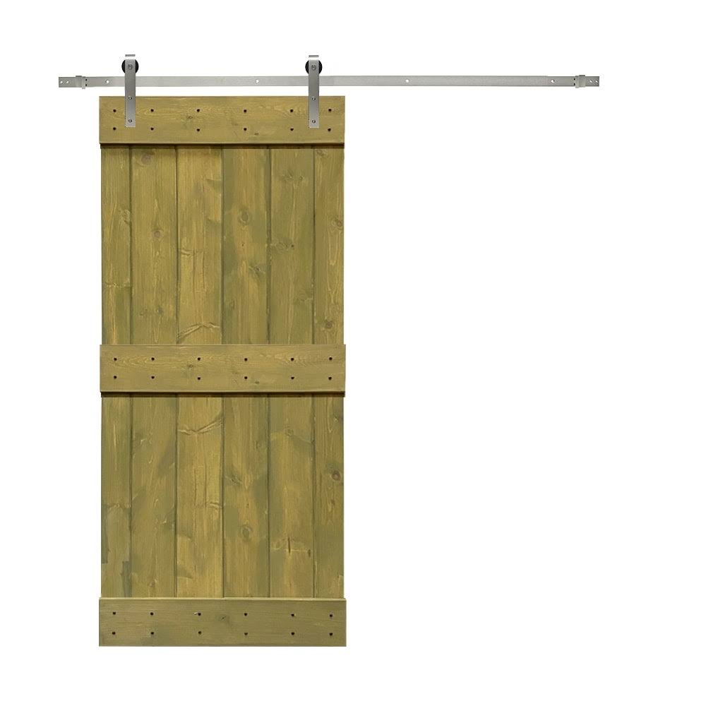 Solid Colonial Maple Stained Pine Wood Interior Sliding Barn Door with Hardware Kit J752616