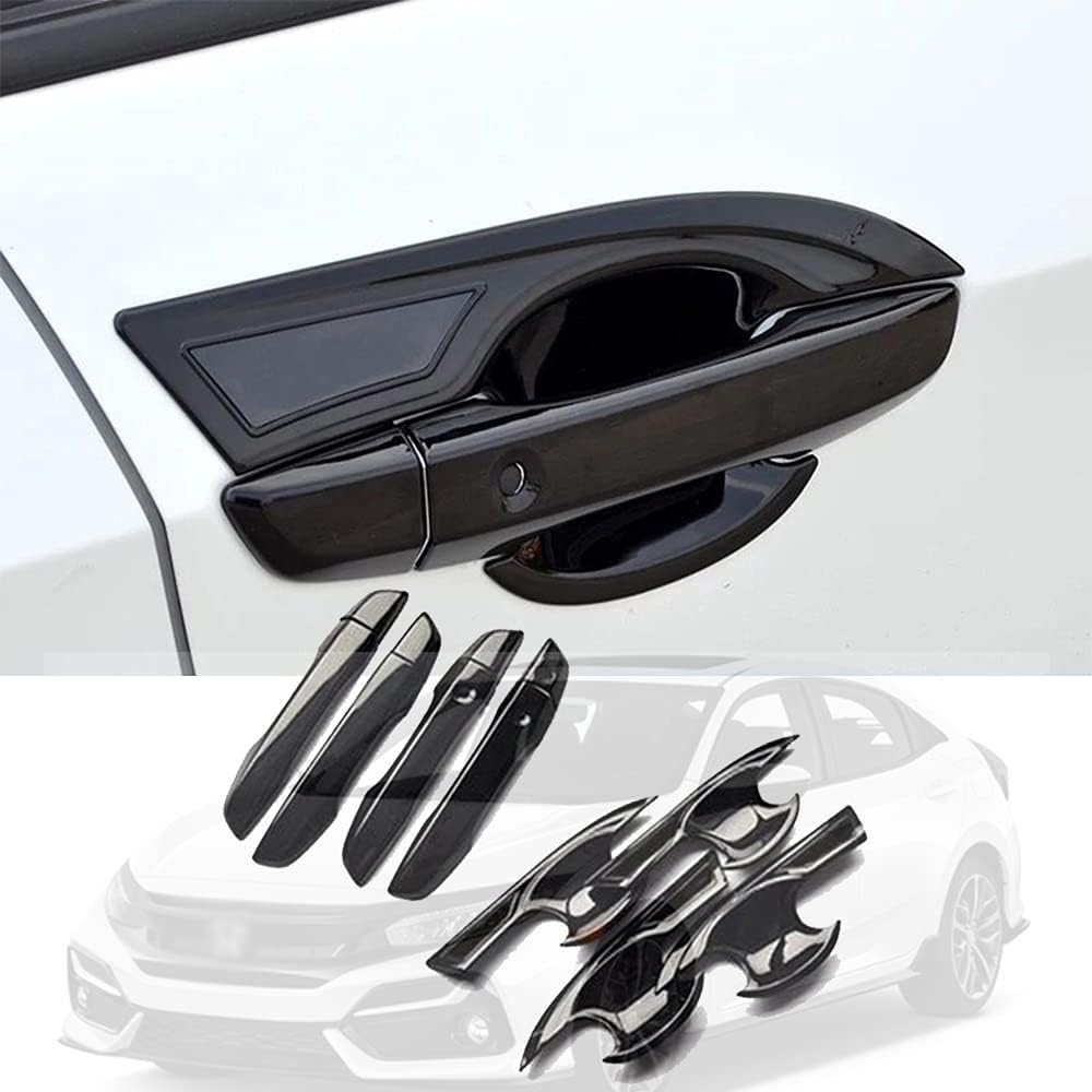 ABS Carbon Fiber Print Exterior Door Handle Cover Trim V193714