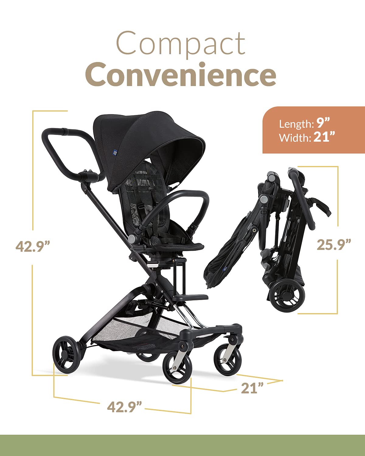 2-in-1 Lightweight Stroller with Anti-UV Canopy B9198