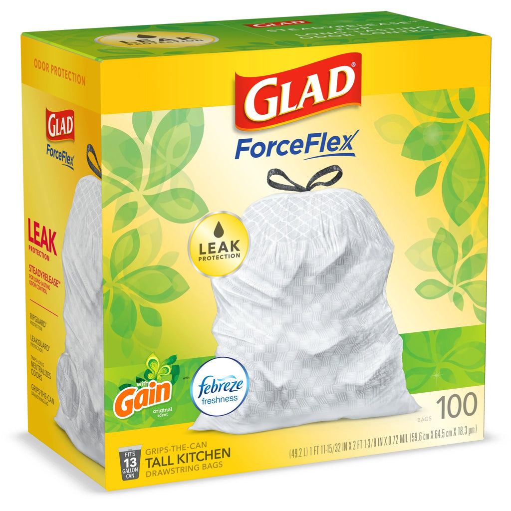 Tall Kitchen Drawstring Trash Bags, 13 Gallon White, 100 Count X27242