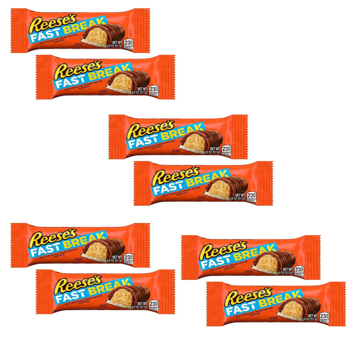8 Pack 1.8 oz Peanut Butter Nougat Candy Bars C88084