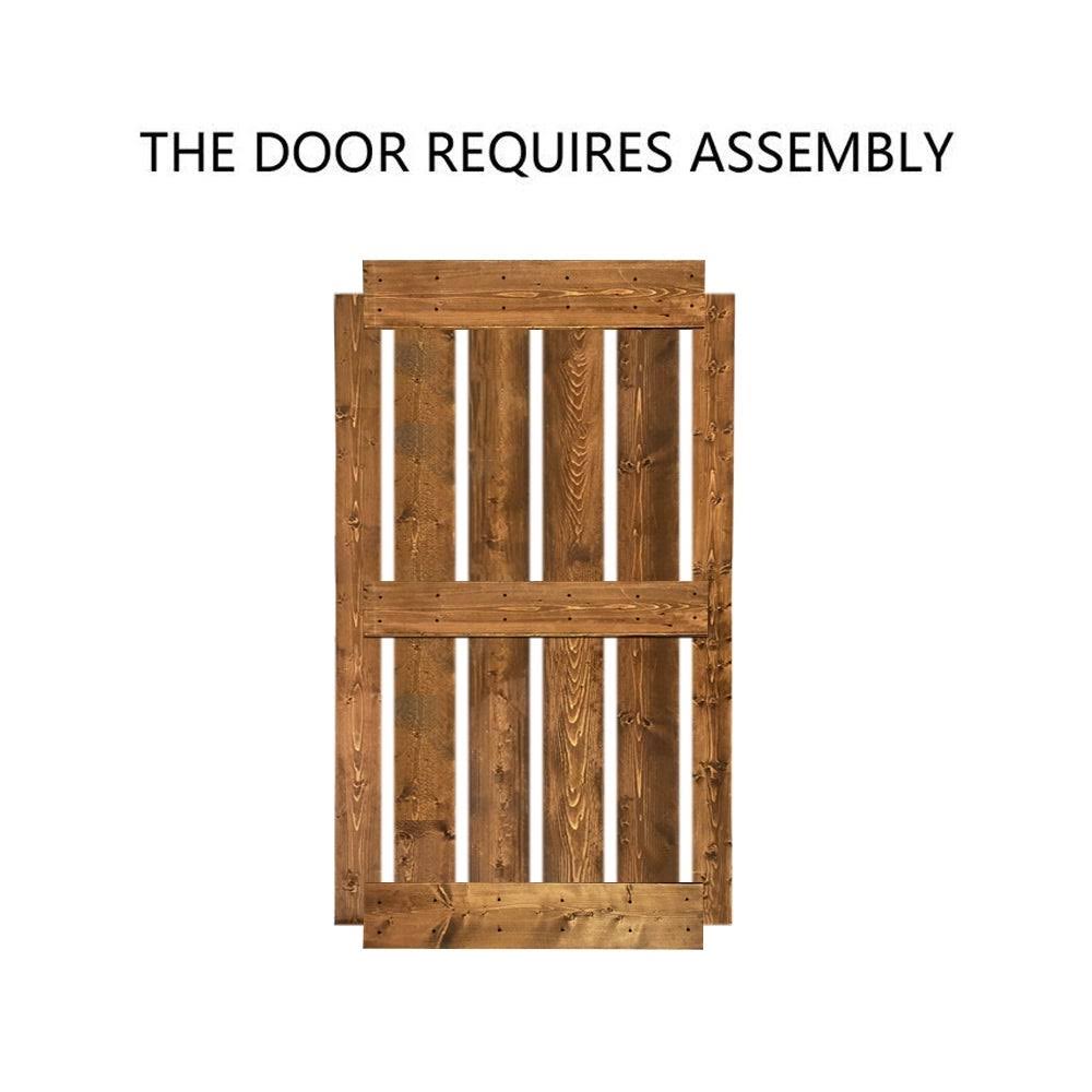 Solid Colonial Maple Stained Pine Wood Interior Sliding Barn Door with Hardware Kit J752616