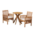 Acacia Wood 3 Piece Bistro Set with Cushion X58483
