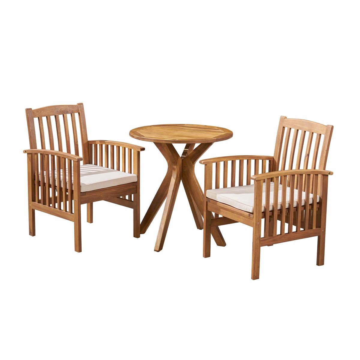 Acacia Wood 3 Piece Bistro Set with Cushion X58483