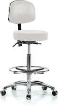 Chrome Height Adjustable Doctor's Stool with Back and Footring R6076