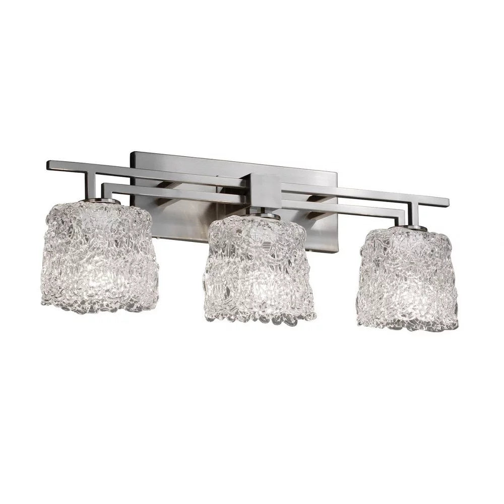 3 Light Bath Bar with Oval Lace Venetian Glass Polished Chrome M383