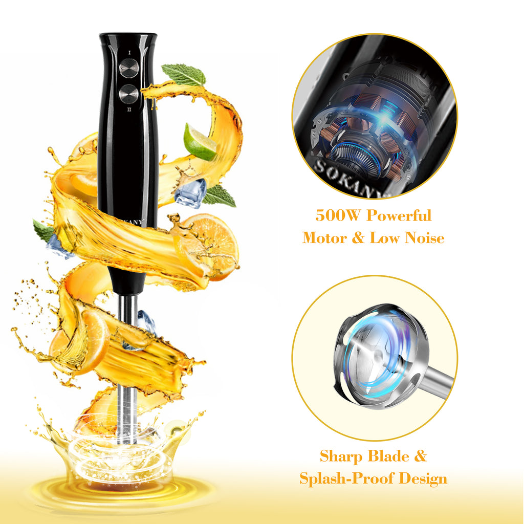 500W 4 in 1 Immersion Blender with 304 Stainless Steel Blade F4347