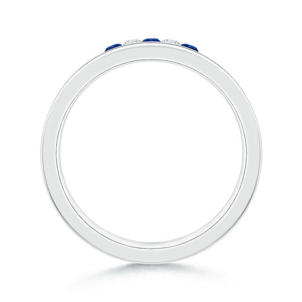 Natural Blue Sapphire & Diamond Classic Ring in 14K White Gold, Size 12.5 G6922