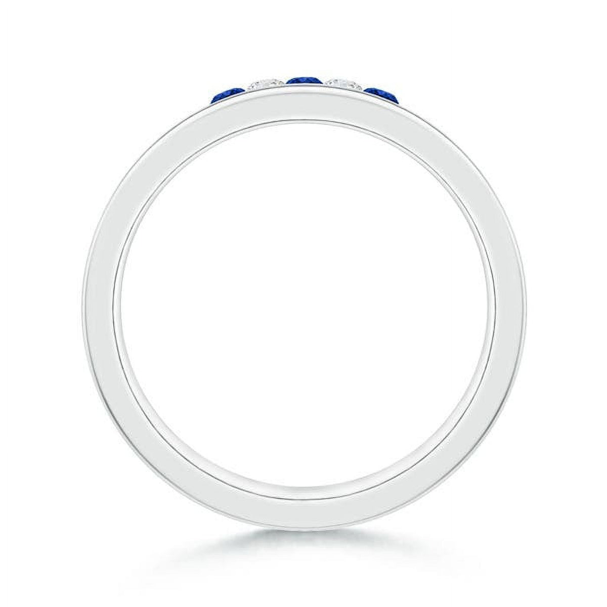 Natural Blue Sapphire & Diamond Classic Ring in 14K White Gold, Size 12.5 G6922