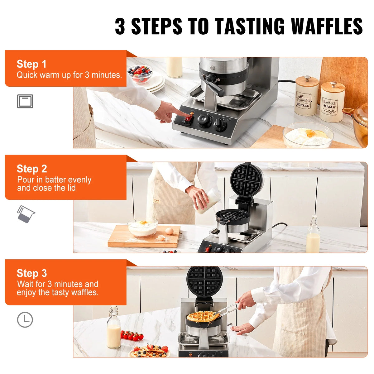 1300W Rotatable Non-Stick Round Waffle Maker Q740832