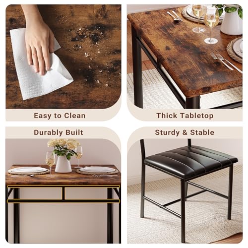 Rustic Brown Dining Table Set for 2 A95564