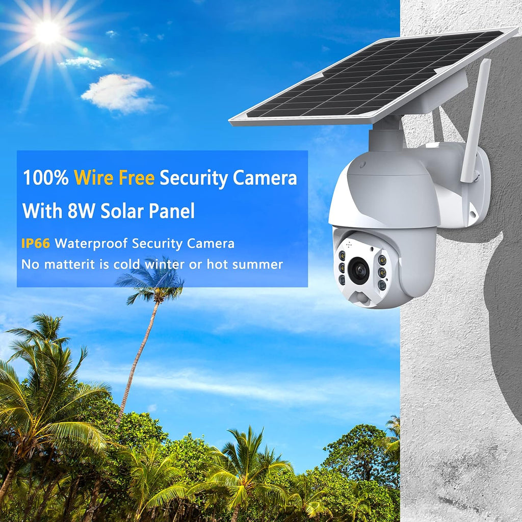 Solar Security Camera Outdoor WiFi Wireless 1080P Motion Detection Color Night Vision 2-Way Talk Cloud SD Slot G596093