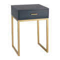24 inch Side Table Gold/Navy Faux Shagreen Finish Y5919