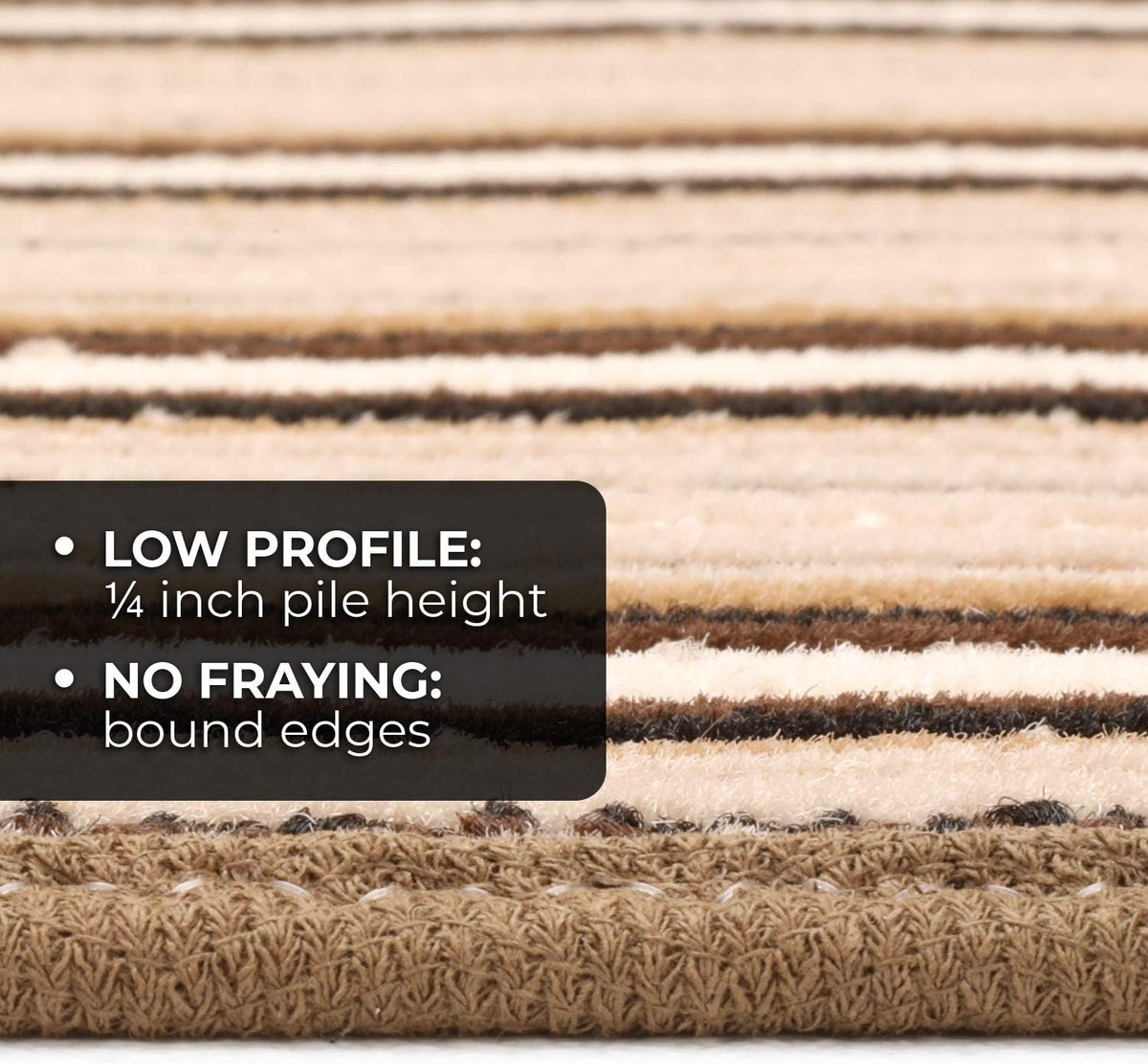 Skid-Resistant Carpet Runner Mocha Brown Stripe 6 Feet X 36 Inches C462