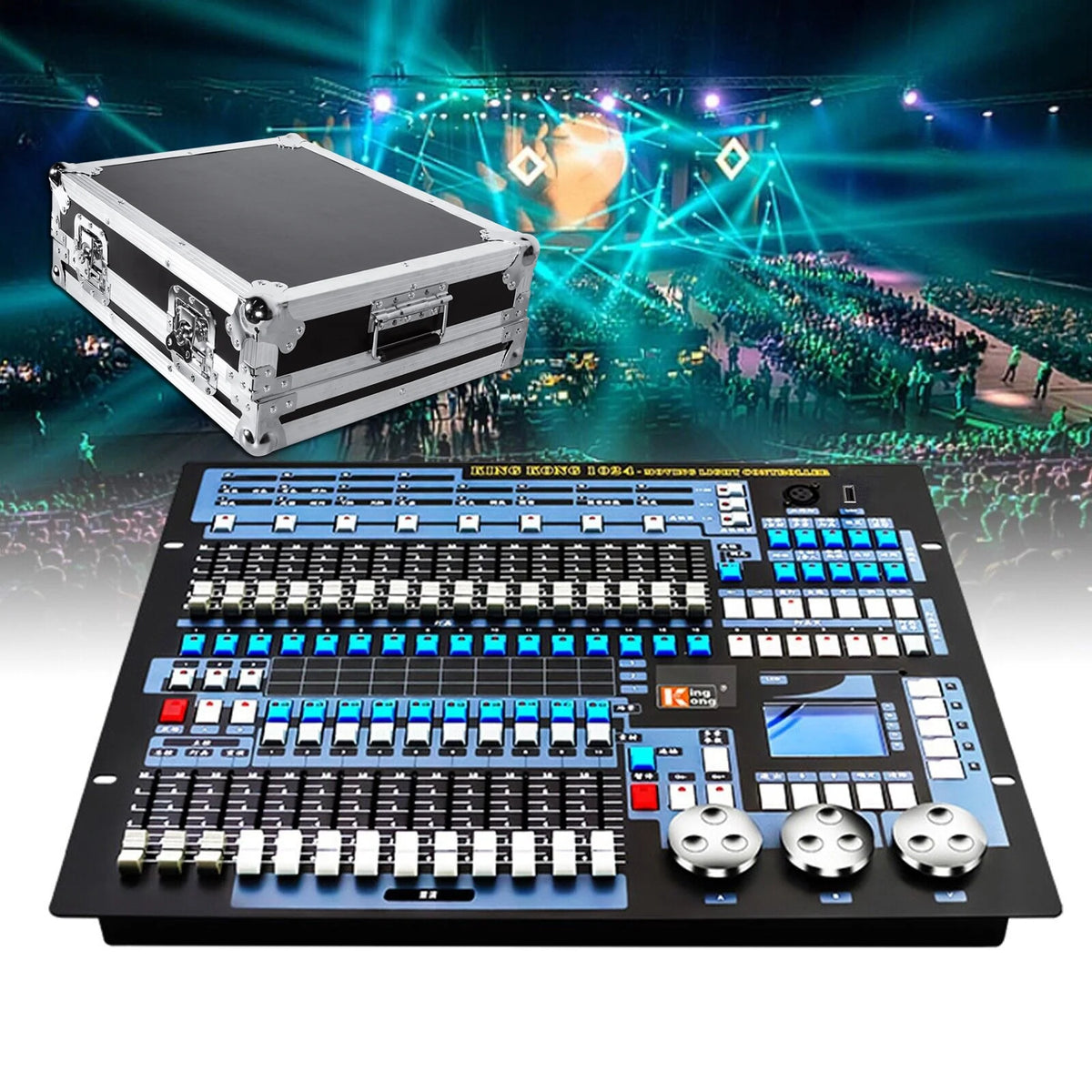 DJ Lighting Controller with Flightcase, Grand Console DMX and MIDI Operator 1024 Channel I610