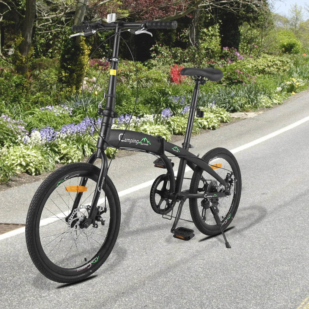 20 Folding Bike, 7 Speed Lightweight City Commuter Bicycle, Black B519