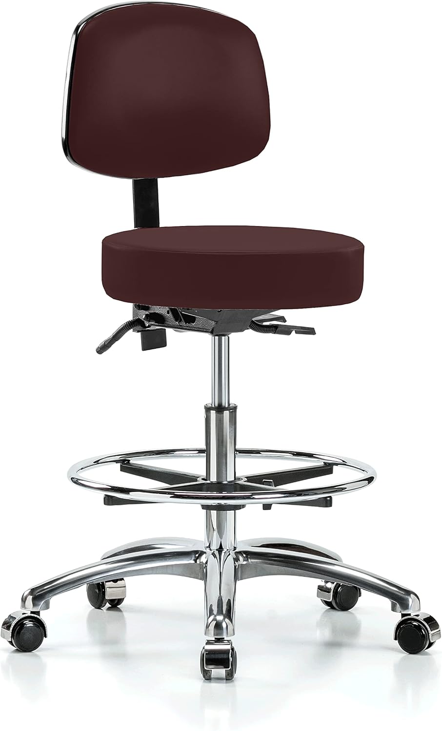 Chrome Height Adjustable Doctor's Stool with Back and Footring R6076
