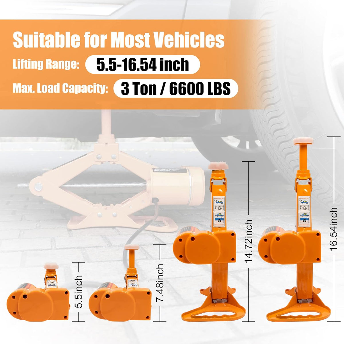 3 Ton Electric Car Jack with Electric Wrench and Inflator Pump J378673