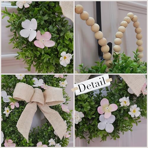 Bunny Shaped Easter Artificial Boxwood Wreath with Beaded Ears R324