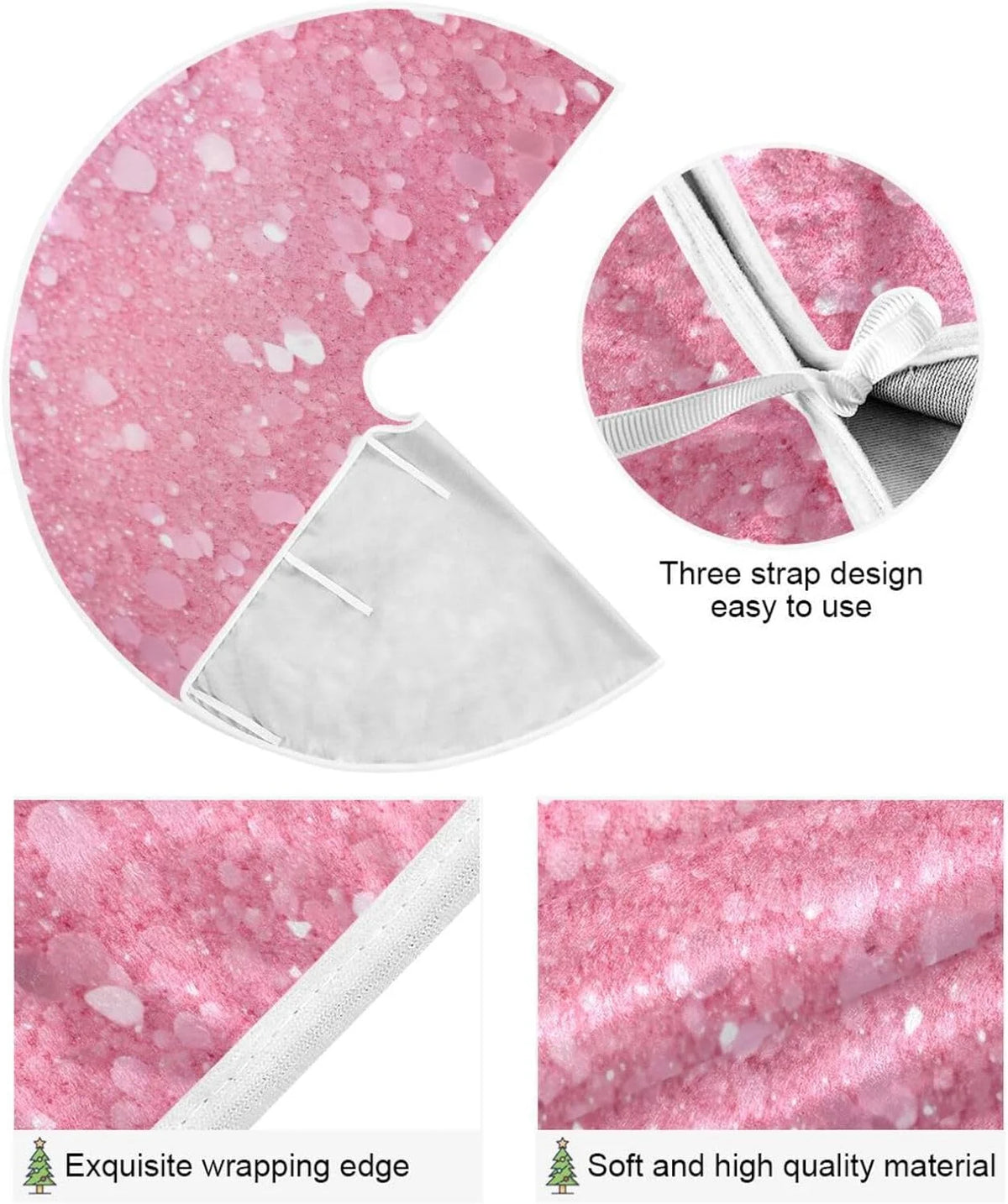 Glitter Blush Pink 47.2" Suede Christmas Tree Skirt J779458