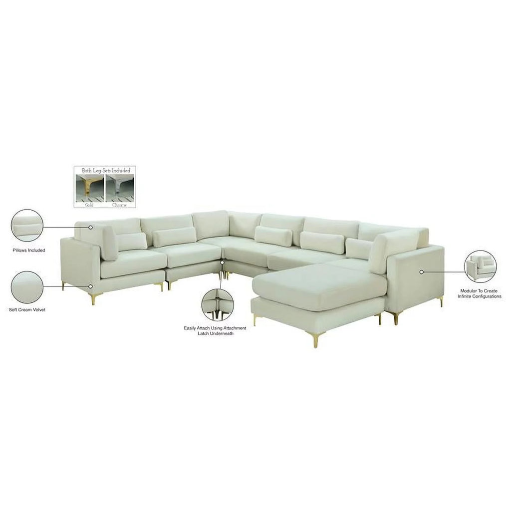 Cream Velvet Modular Sectional R990341