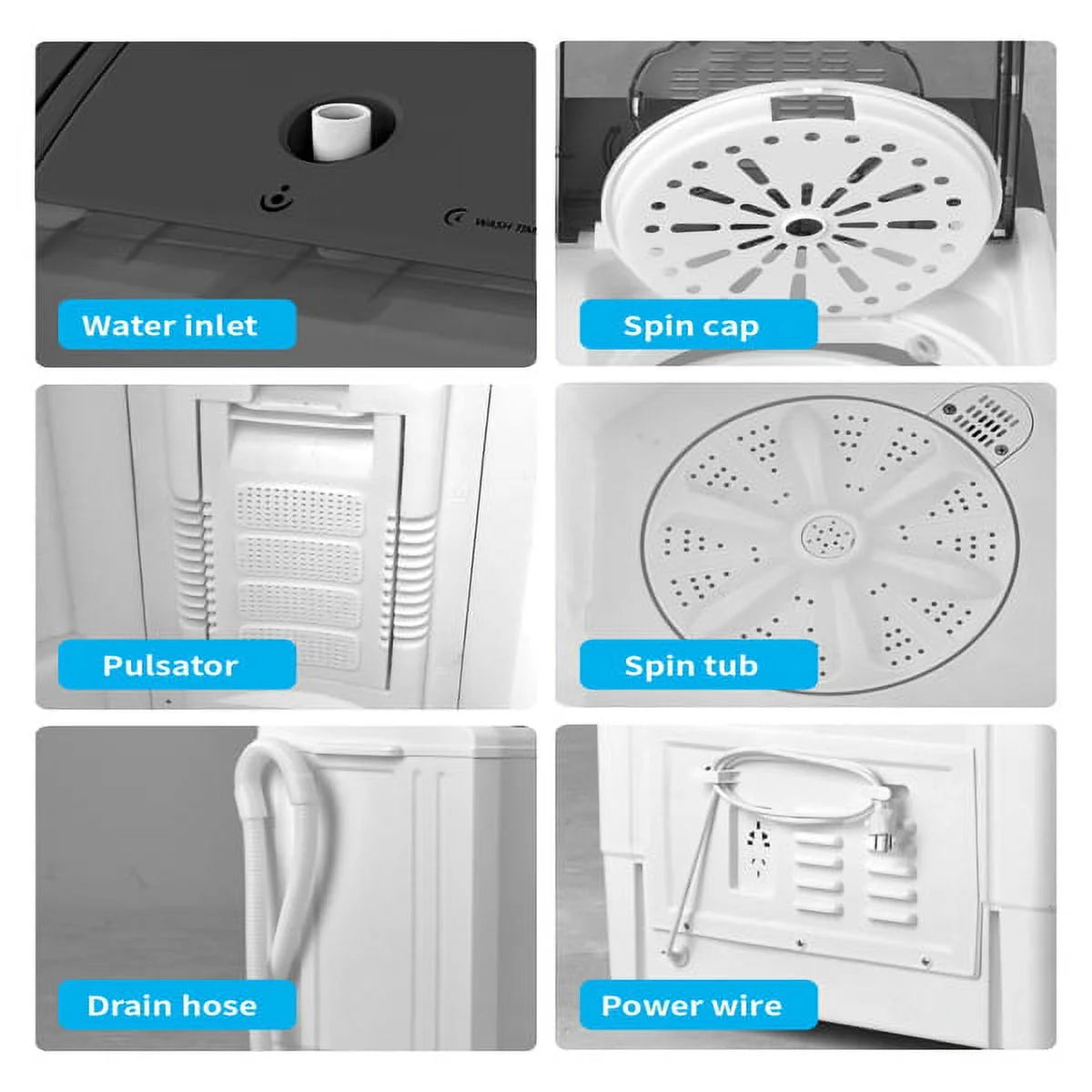 Semi-Automatic Washing Machine 18lbs Compact Laundry Machine with Spinner and Drain Pump M91219