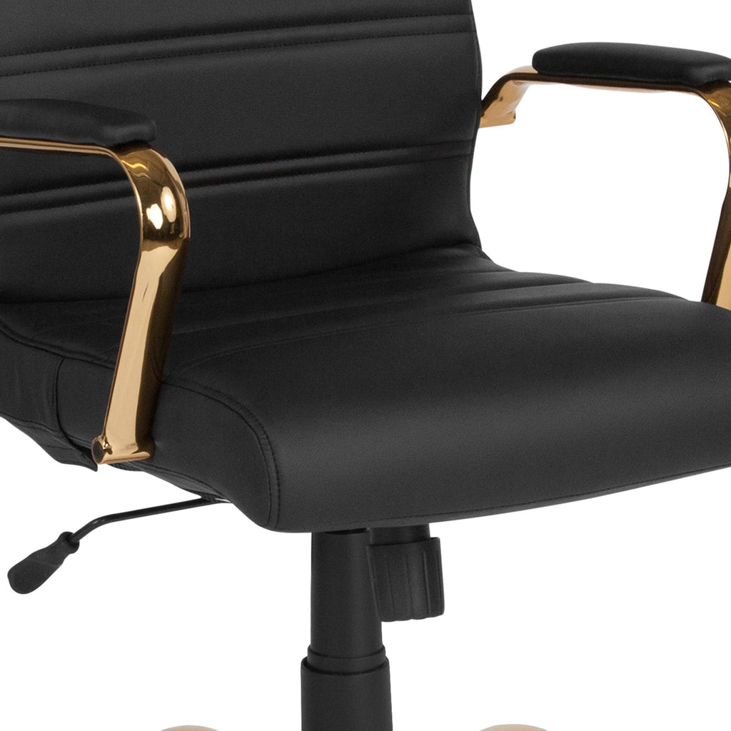 Black LeatherSoft Executive Swivel Office Chair with Chrome Base and Arms G99364