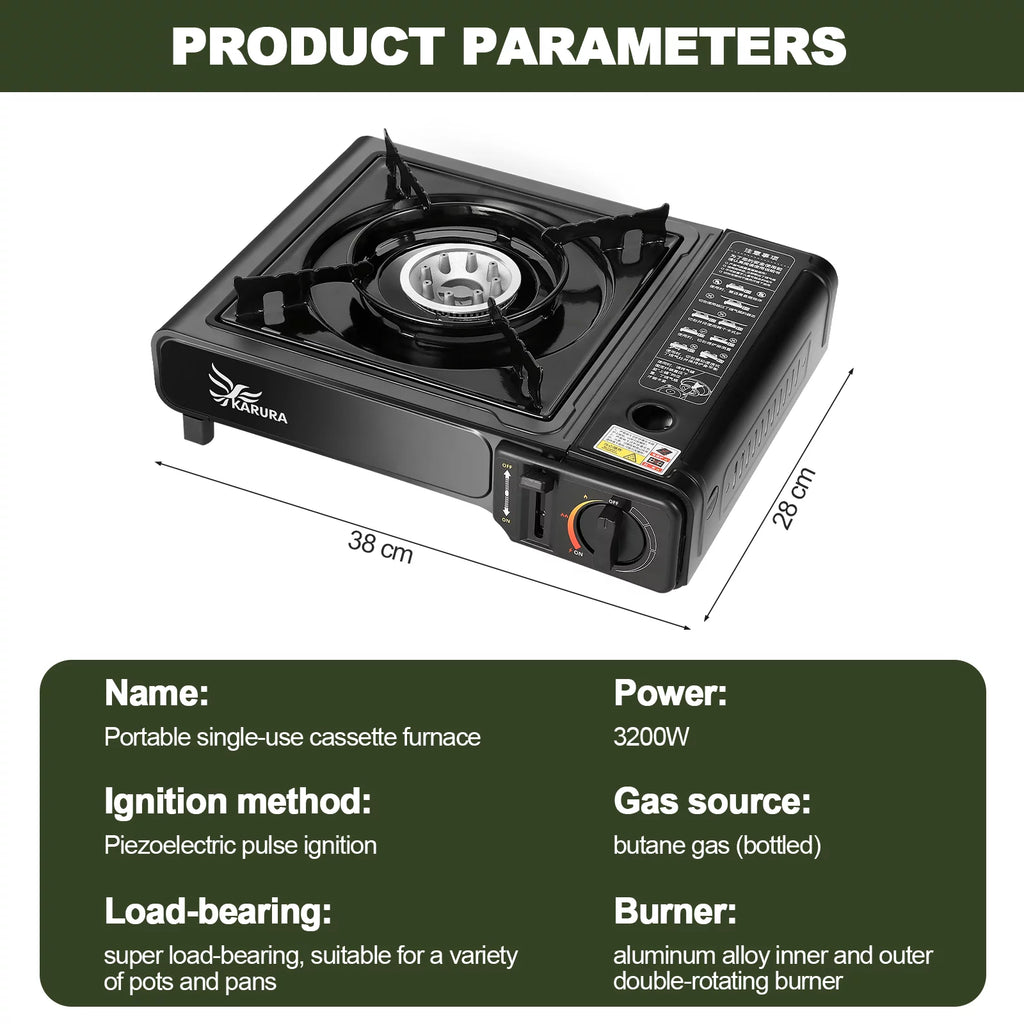 Portable Propane or Butane Camping Stove with Carrying Case F13315