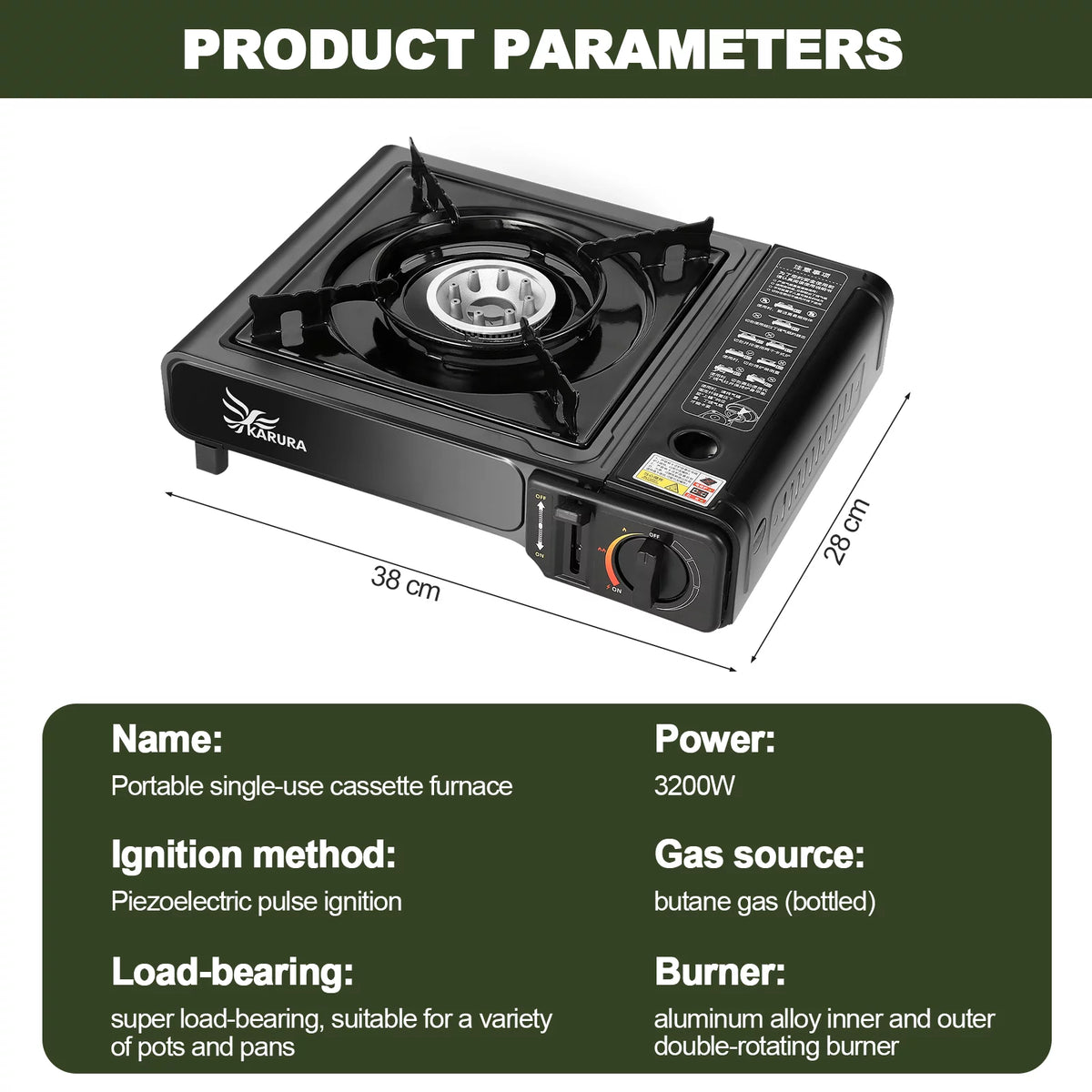 Portable Propane or Butane Camping Stove with Carrying Case F13315